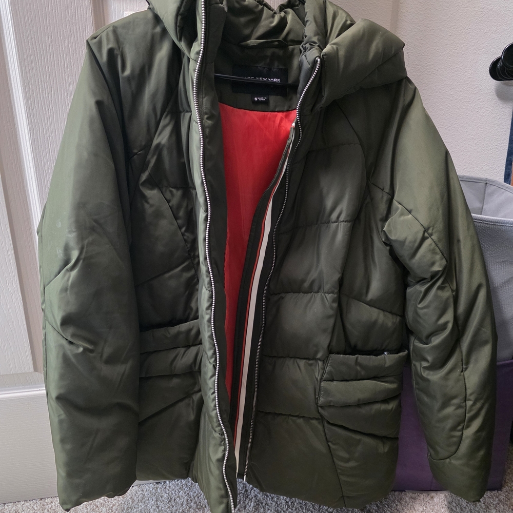 Andrew Marc Olive Green Hooded Puffer Jacket